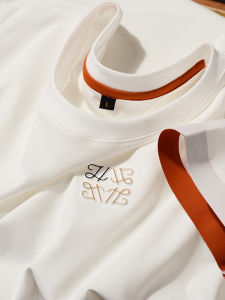 Luxurious Thin Ice Silk Short Sleeve T-Shirt round Neck Half Sleeve Summer Fashionable Urban Youth Cotton Polyester Spandex Top