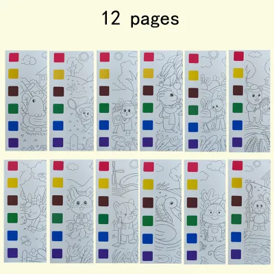 12pages Childrens Watercolor Coloring Book Drawing And Coloring PaperStudent Coloring And Drawing BookWith Built-in Watercolor