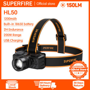 Superfire HL50 ánh sáng mạnh đèn pha có thể sạc lại ABS xách tay Đèn pha LED chống nước siêu sáng nhiều chế độ zoom Đèn Pha Đi Bộ Ngoài Trời câu cá