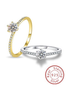 925 Sterling Silver Simplicity Classic Gorgeous Shiny Zircon Single Ring For Women Engagement Wedding High Quality Fine Jewelry