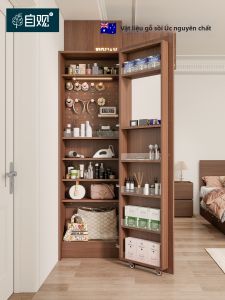 ZIGUAN | Tủ Quần Áo Gỗ Phong Cách Vintage Đỏng Đè