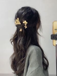 Elegant Gold Butterfly Hair Clip French Style Simple Womens Hair Accessories High-End Feelings Side Clip Hair Decorations