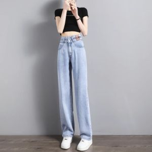 Summer Fashion High Waist Slim Fit Drape Tencel Jeans