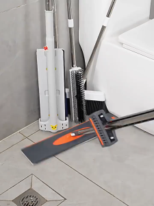 Broom Mop Holder with Hooks Punch-free Broom Storage Rack Mop Broom Organizer for Bathroom Bathroom hook