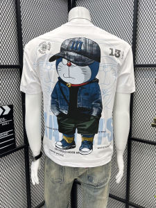 เสื้อยืดแขนสั้นผู้ชายลายการ์ตูนปักเทรนด์ใหม่ฤดูร้อนปี 2025 เสื้อเชิ้ตคอกลมทรงหลวมสไตล์สตรีทแฟชั่นระดับไฮเอนด์