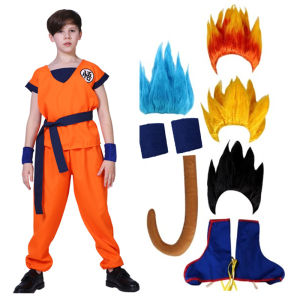 Carnival goku /dragon ball z Costumes Cosplay Holiday Suits Anime Cartoon Top/Pant/Belt/Tail/wrister/Wig For Adult Kids