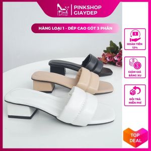Dép cao gót nữ 3p đế vuông quai ngang kiểu đẹp hàn quốc giá rẻ đi tiệc chơi làm đều đẹp học sinh đi học G3QNLM PinkShopGiayDep