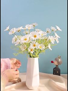 Faux Daisy Floral Arrangement - Contemporary Home Decor Vibrant Color Options Handcrafted Style