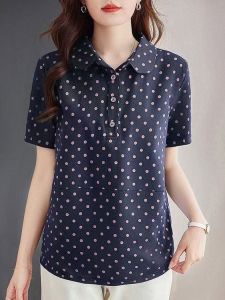 QIAOXIZI | Summer Womens Polo Shirt Short Sleeve T-shirt Loose Fit Fashionable Shirt