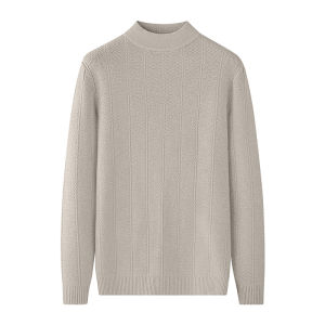 MiiOW | Warm Comfortable Mens Half High Collar Wool Blend Knitwear Casual Style Polyester Fiber Texture Sweater For Autumn Winter