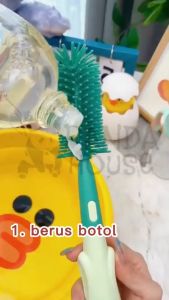 3 in 1 Soft Silicone Brush 360 Degrees Rotate Milk Bottle Cleanning Brush Botol Susu Berus PANDA HOUSE Barang Baby