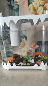 Aquarium Fish Tank Desktop HD Transparent Betta Fish Tank Plastic Fish Bowl with Hydroponics System Creative Ideal