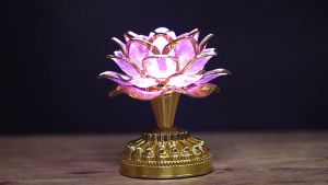 โคมไฟดอกบัวพระพุทธรูปทองคำ 220 V มีเพลง ไม่ได้แถมถ่าน