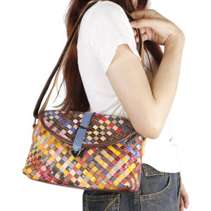 Royal Bagger Knitting Crossbody Bags for Women Genuine Leather Satchel Purse Fashion Casual Shoulder Bag 1784
