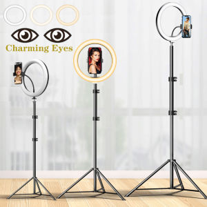 LED Selfie Ring Light 3 Modes Dimmable Photography Lamp with 50cm Tripod&Remote control For Youtobe Video Live Makeup Fill Light