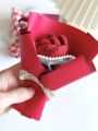 Hand Knitted Wool Flower Bouquet Rose Women's Day Gift Activity Small Knitted Flower Present Souvenir for Festivals And Celebrations. 