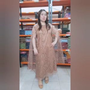 Dress Brokat Panjang Wanita Premium / Busana Muslim Wanita / Gamis Kondangan / Long Dress