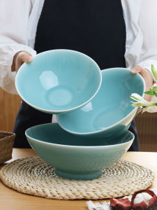 Large Size Ceramic Noodle Soup Bowl Thickened Creative Lid Design Chinese Style Beef Noodle Serving Bowl Family Use Bowl