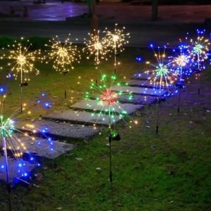 120 วิลดิเวียน เอฟเฟกต์แฟลช 8 แบบ ไฟสวนตกแต่งดอกไม้ ไฟพลังงานแสงอาทิตย์ ซึ่งไฟดอกแดนดิไลอันกันน้ำกลางแจ้งแบบใหม่