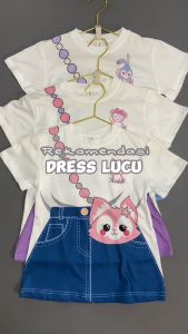 Twinkle Margie Dress Anak Perempuan Versi Motif Korea Motif Rok Denim Baju Dress Anak Perempuan Cotton Karakter Kartun Denim