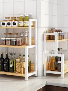 Kitchen Multi-layer Spice Rack Storage Shelf Oil Salt Sauce Condiment Organizer Island Countertop Corner Space Saver