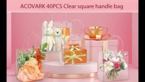 5/10/20PCS Transparent Plastic Gift Bag with Handle Reusable PVC Gift Packaging Wedding Birthday Party Handbag Portable