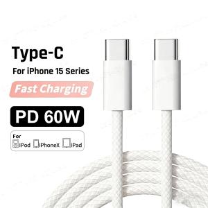 LAIHONEN USB C to USB C Cable 60W 20V3A Nylon Braided Black 3.3ft Fast Charging Data Cord For iPhone 15 17 Pro Max MacBook iPad