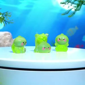 4-24pcs Miniature Resin Sea Turtle FigurinesLuminous Mini Resin Tortoise Figures Cute Green Tiny Toys Glow in The Dark Ornament