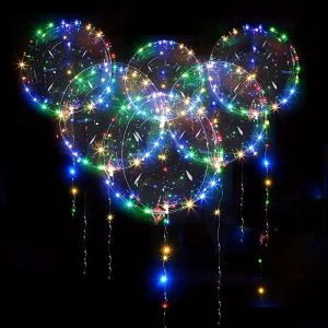 4 Bóng Đèn LED Bóng Bay Phát Sáng Trong Suốt Bobo Dùng Trang Trí Tiệc Cưới Sinh Nhật