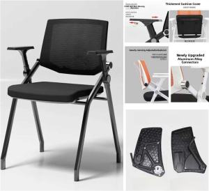 Foldable Training Chair with Tabletop Modern Minimalist Style Office Furniture Adjustable Armrests for Meetings And Writing