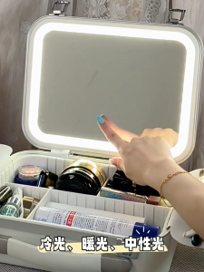 Makeup Pouch Makeup Bag Organizer Large Capacity Travel Makeup Bag LED Makeup Bag Mirror LED Rechargeable Kosmetik Bag