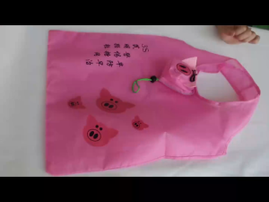 กระเป๋าผ้า ถุงผ้าร่ม ถุงพกพาพับเก็บได้ กันน้ำ ลายน่ารัก สีสันสวยงาม ขนาด 37x50 cm