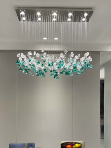 Phube Lighting Green Stone Glass LED Pendant Chandelier Nordic Design for Dining Room Living Room Loft Hanging Lamp Luminaire
