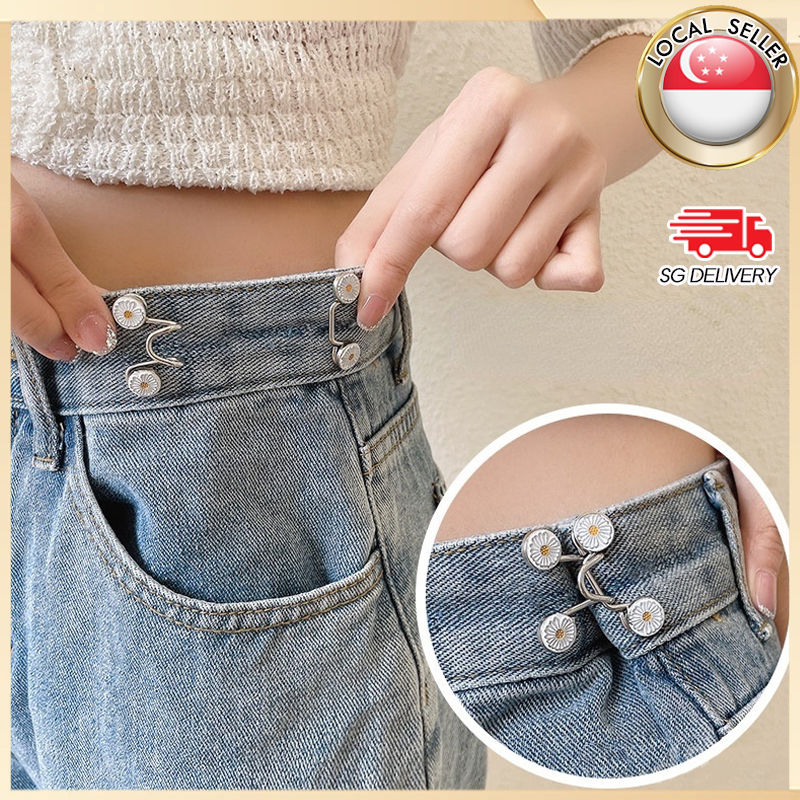 🇸🇬【SG stock】Adjustable Jeans Button Disassembly Buckle Waist Jeans Pants Clip Resuable Adjustable Buckle Waist Cinching