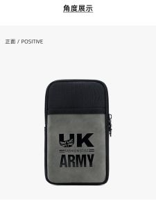 Mens Casual Waist Bag 7 Inch Mobile Phone Crossbody Belt on Waist Construction Site Bag Sport Style Zipper Closure Oxford Cloth