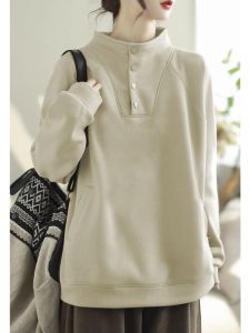 Pure Cotton Hoodie Womens 2025 New Style Base Shirt Autumn Winter Outerwear Grey Jacket Spring Summer Innerwear Top