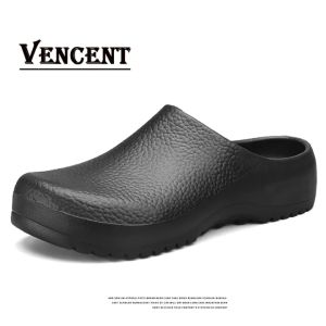 VINCENT Chef Clogs for Men Women Chef Shoes Kitchen Shoes White Nurse Shoes -Non-slip & Oil-proof Slip on Garden Shoes Formal Safety Work Shoes for Men Hospital Half Slipper Flats Mules Nurse Clogs Sandals