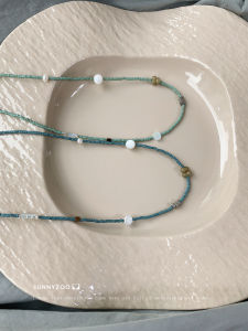 SUNNYZOO Original Design วัสดุผสมสร้อยคอสีฟ้า-สีเขียวฤดูใบไม้ผลิฝนสไตล์ชาติพันธุ์ Handmade เครื่องประดับจีนสําหรับผู้หญิง