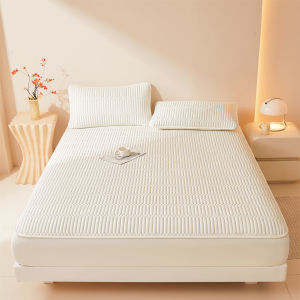 100% Waterproof Thicken Fitted Bedsheet Quilted Soft Skin-friendly Bedsheet With Garter Plain Mattress Protector Cover Single/Queen/King