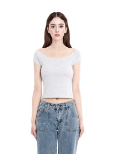 BM Spicy Short Sleeve round Neck Lace Trim Pure Desire Summer T-Shirt Womens Fashion Sweet Fit Cotton Polyester Short Top