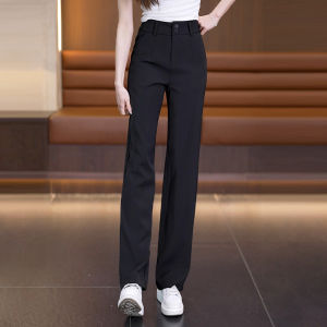 Black Suit Straight Leg Pants Womens Spring Autumn High Waist Drape Loose Slimming Narrow Version Wide Leg Pants