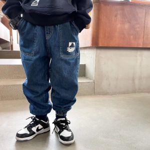 ฤดูใบไม้ผลิ ฤดูใบไม้ร่วง LANIKIKI Kids หลากหลาย ลำลอง สไตล์ญี่ปุ่น ผ้าขนแกะ เรียงราย เดนิม กางเกงยีนส์ Potongan 3D ผ้าฝ้าย ยืดได้ สายรัดเอว