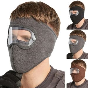 Mens Womens Fleece Windproof Ski Warm Skull Caps Winter Face Mask + Goggles Casual