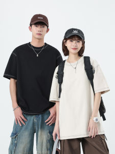 Loose Fit Casual round Neck Short Sleeve T-Shirt Mens Summer New Style American Leisure Half Sleeve Breathable Cotton Blend