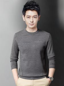 ROMON | Lormen Mens Knitted Thickened Casual Round Neck Sweater Winter Fashion Urban Style Long Sleeve Slim Fit Overhead Top