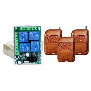 433Mhz Universal Wireless Remote Control Light Switch DC12 24V 72V 4CH RF Relay Receiver 50m Range for Light/Garage Door/LED DIY