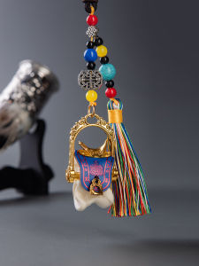 Mongolian Themed Keychain Sheep Bone Carving Horse Saddle Creative Gift Yoghurt Culture Festival Supplies Hanging Ornament