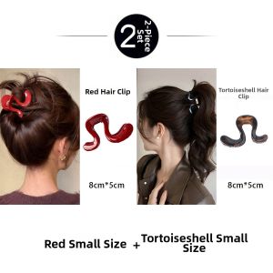 JIUDUOLAN | Elegant Red Mini Hair Claw Clip Small Size