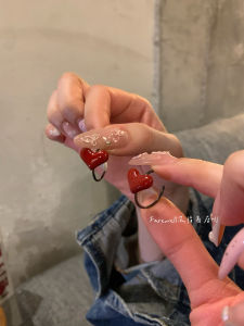 Sweet Cool Heart Shaped Earrings 3D Design Red Love Heart Style for round Faces Perfect New Year Fashion Jewelry Accessories