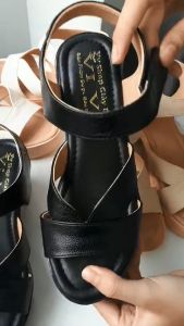 Giày xăng đan nữ cao gót da bò thật cao cấp VI VI .Đế cao 8 phân êm nhẹ